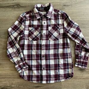 Sonoma Boys Flannel Plaid Shirt - Burgundy